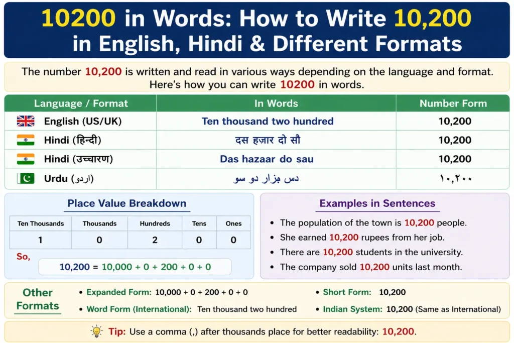 10200 in Words: How to Write 10,200 in English, Hindi & Different Formats