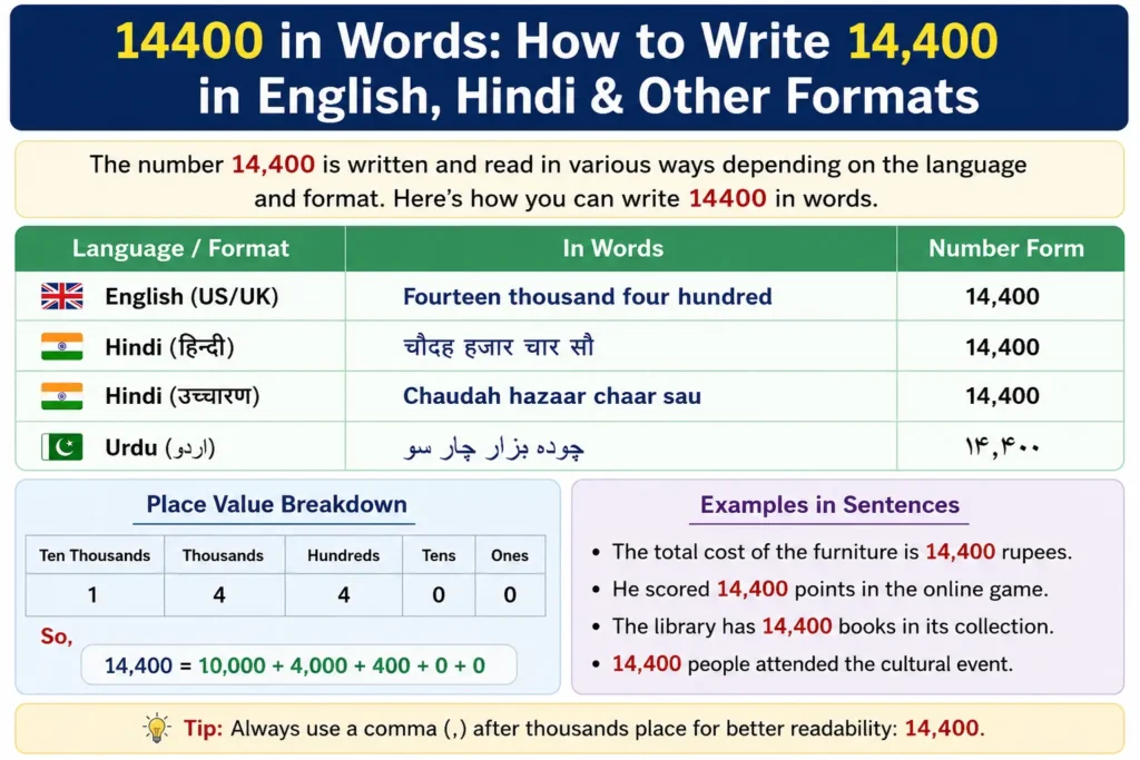 14400 in Words: How to Write 14,400 in English, Hindi & Other Formats