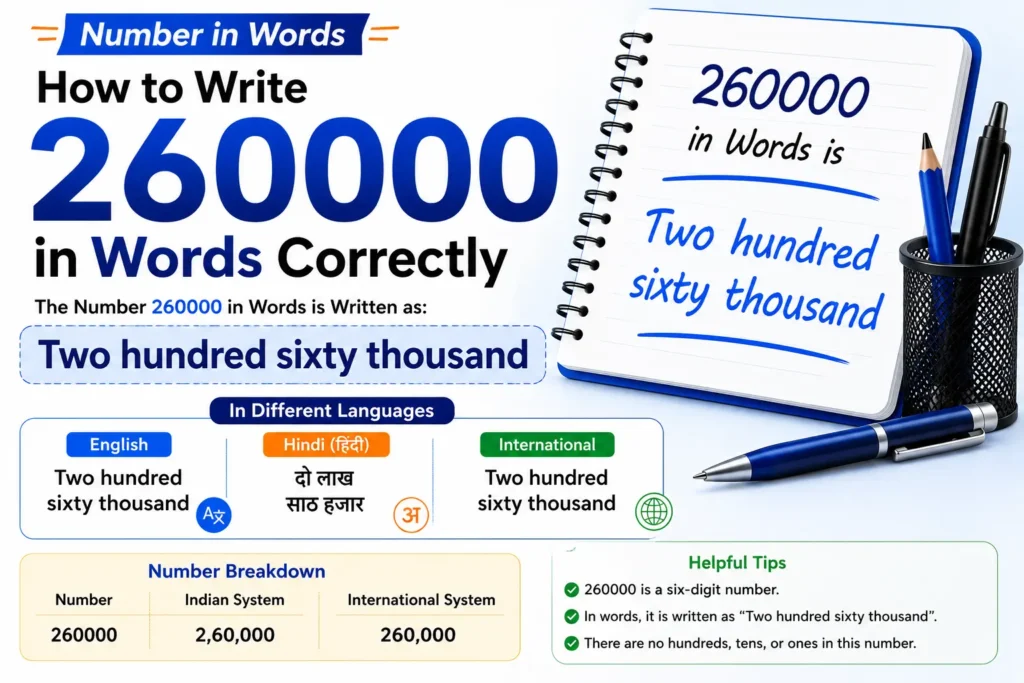 2 60 000 in Word – How to Write 260000 in Words Correctly
