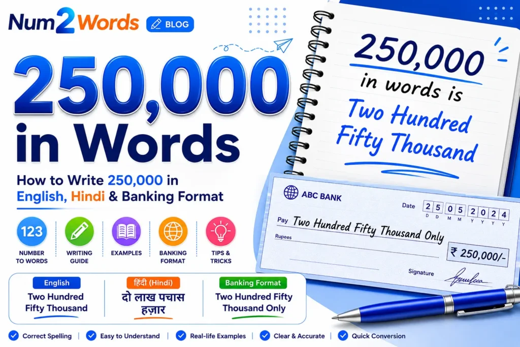 250 000 in Words: How to Write 250,000 in English, Hindi & Banking Format