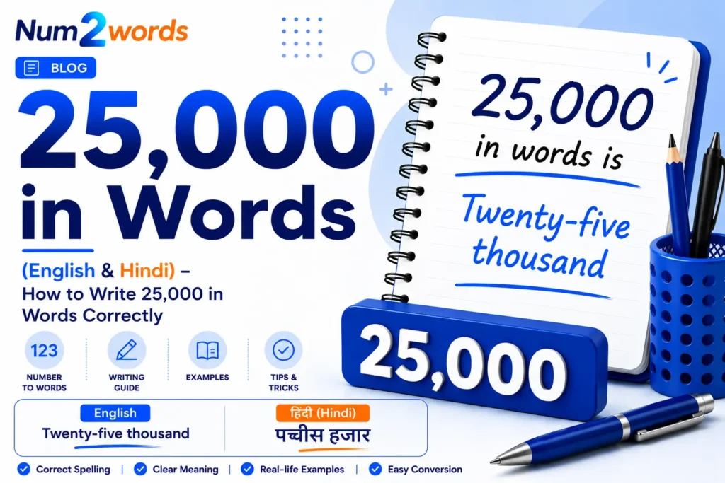 25000 in Words (English & Hindi) – How to Write 25000 in Words Correctly