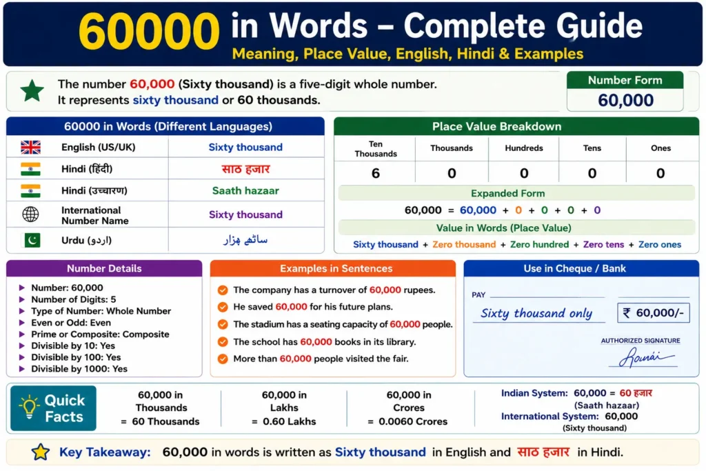 60000 in Words – Complete Guide with Meaning, Place Value & Examples