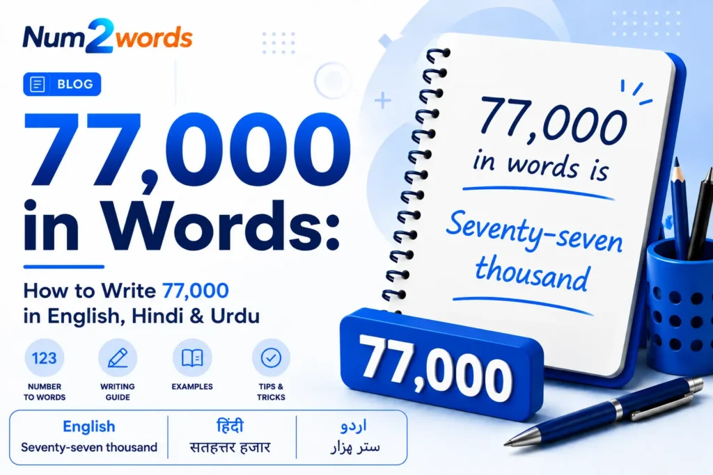 77000 in Words – How to Write 77000 in English, Hindi & Urdu
