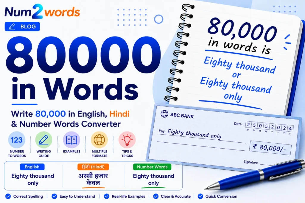 80000 in Words – Write 80,000 in English, Hindi & Number Words Converter