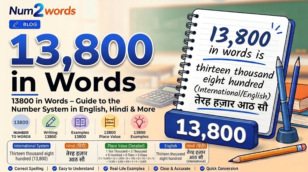 13800 in Words – How to Write 13,800 in English, Hindi & Number to Words Guide