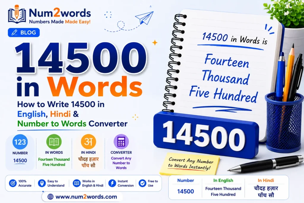 14500 in Words – How to Write 14500 in English, Hindi & Number to Words Converter