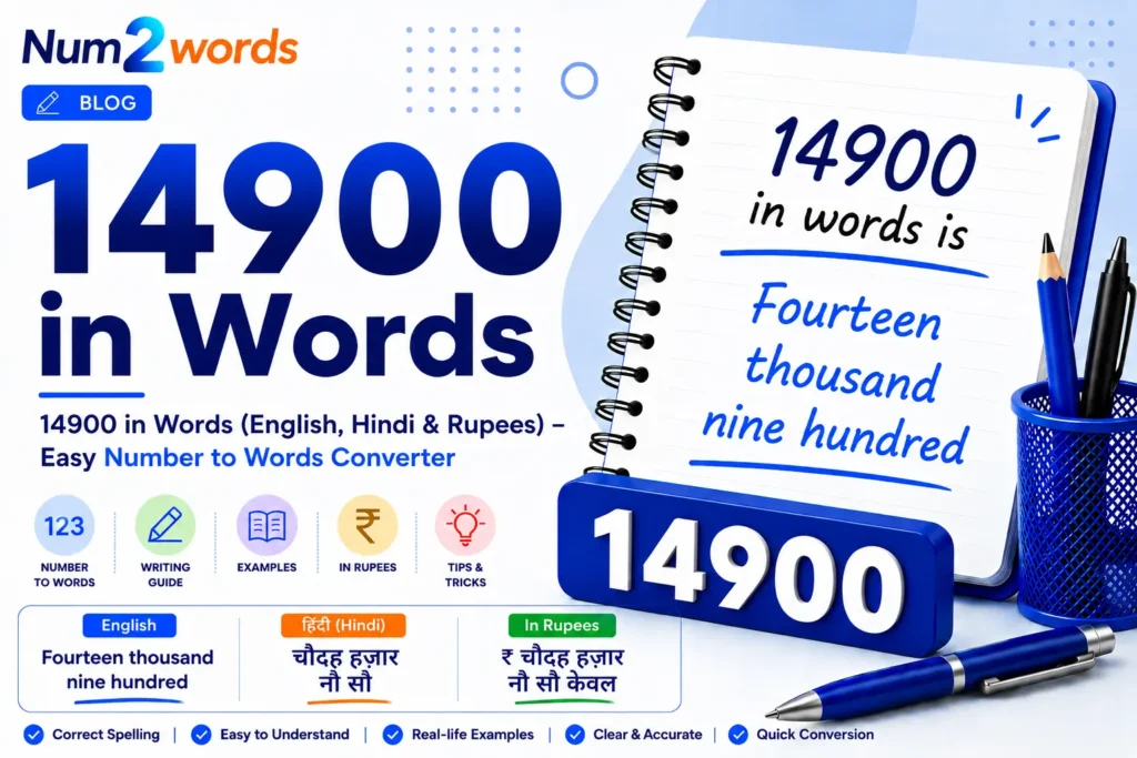 14900 in Words (English, Hindi & Rupees) – Easy Number to Words Converter