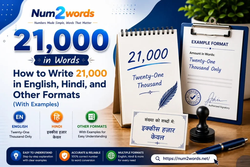 21000 in Words: How to Write 21,000 in English, Hindi, and Other Formats