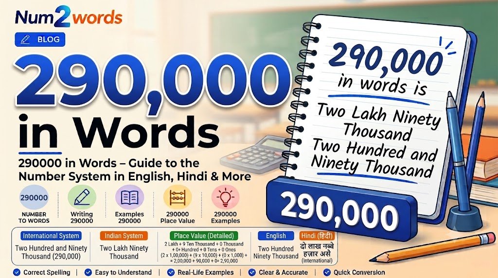 290000 in Words – How to Write 29,0000 in English, Hindi & Number System