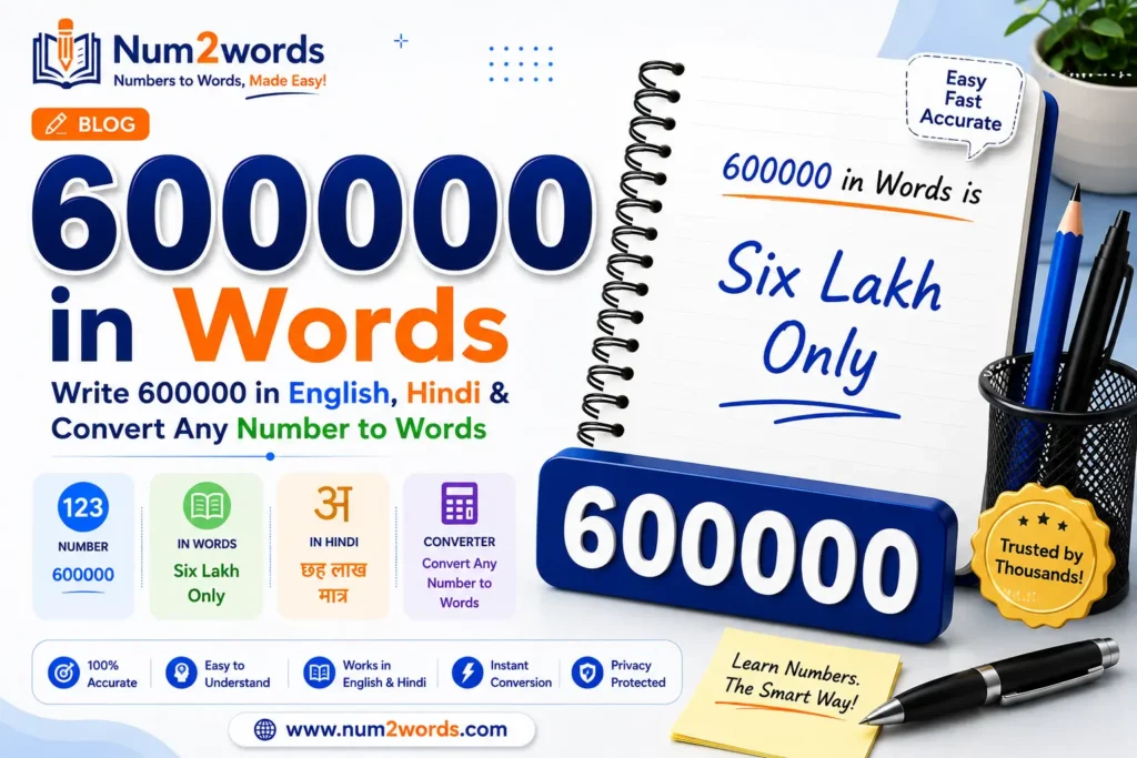 600000 in Words – Write 600000 in English, Hindi & Convert Any Number to Words