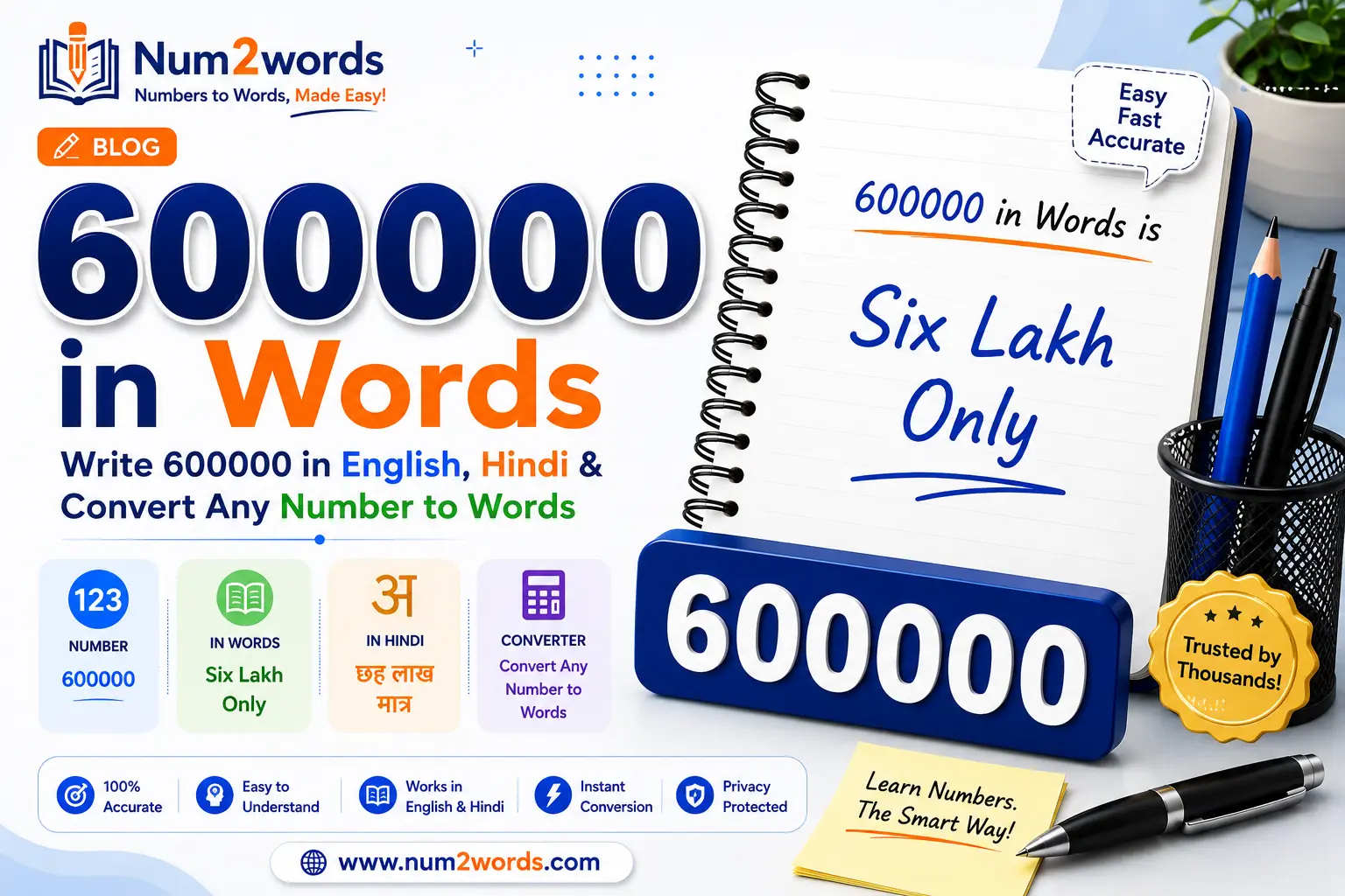 600000 in Words – Write 600000 in English, Hindi & Convert Any Number to Words